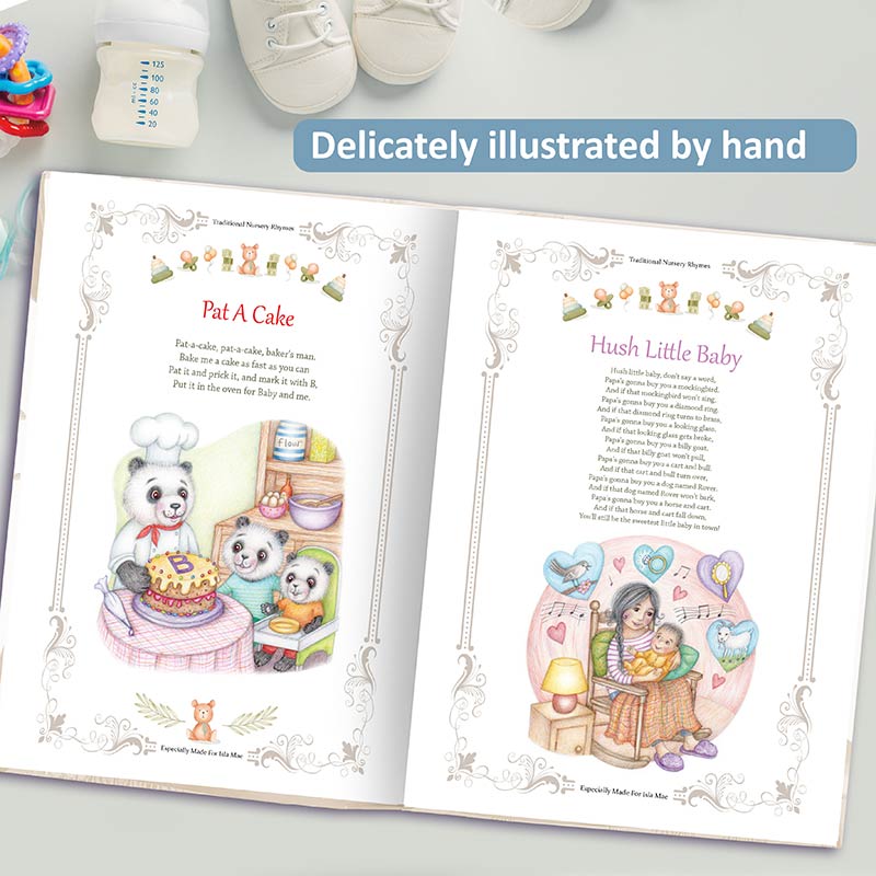 1st birthday gift book of nursery rhymes personalised for baby