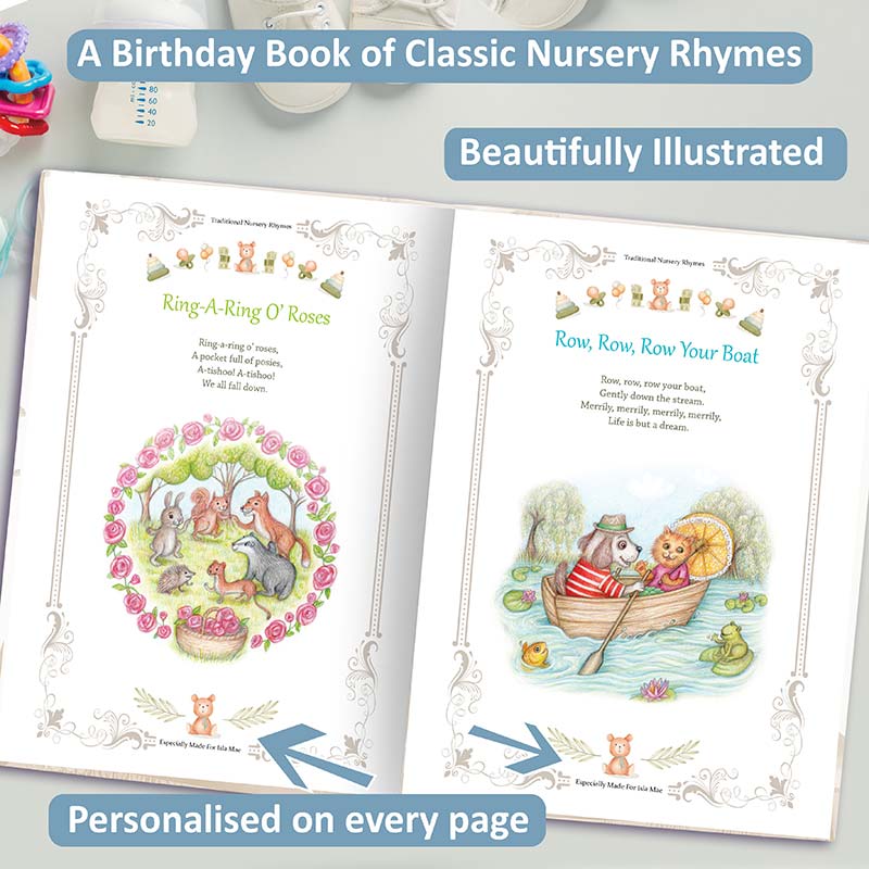 1st birthday gift book of nursery rhymes personalised for niece