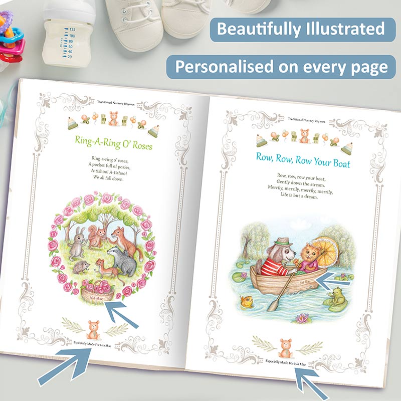 Personalised Baptism Gift Book of Nursery Rhymes for Godson