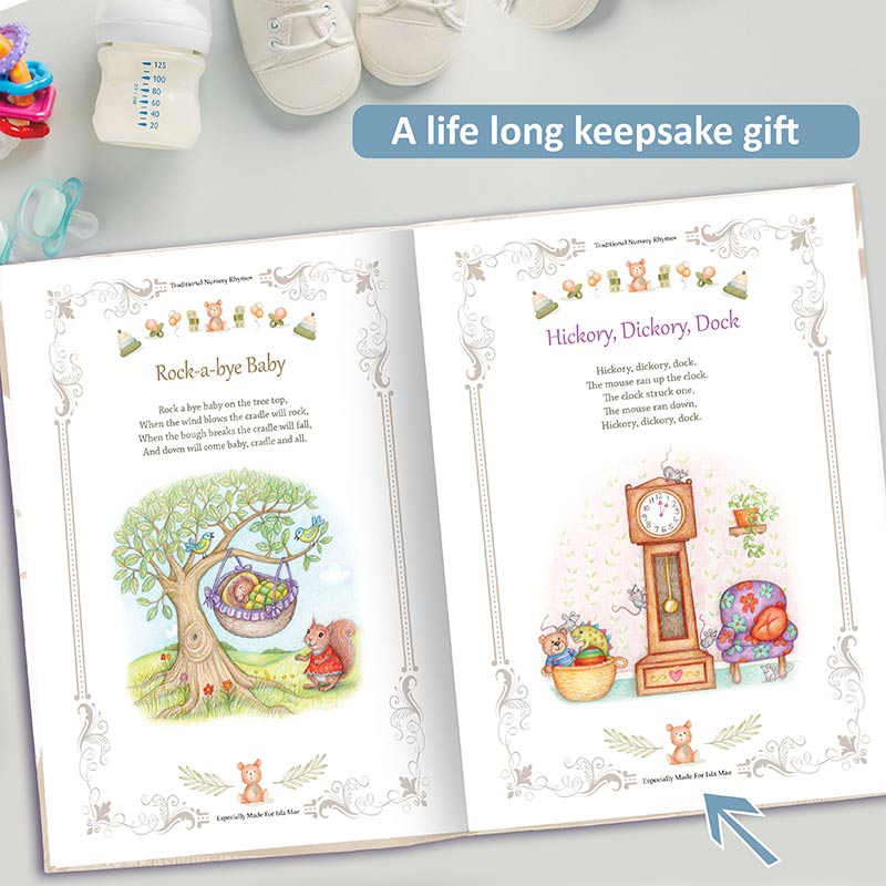 Personalised Baptism Gift Book of Nursery Rhymes for boys