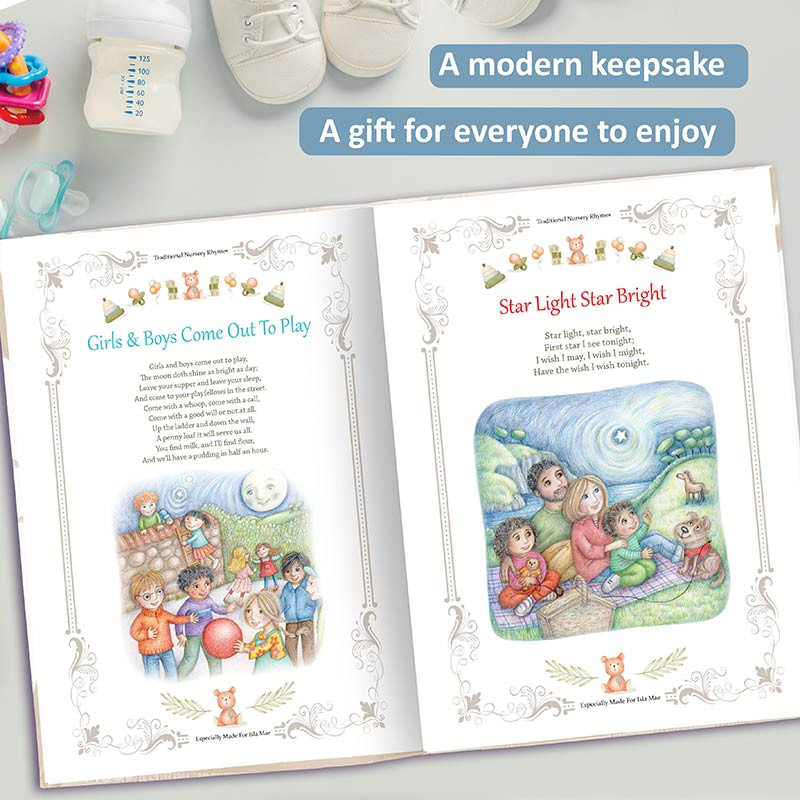 Personalised Baptism Gift Book of Nursery Rhymes for baby