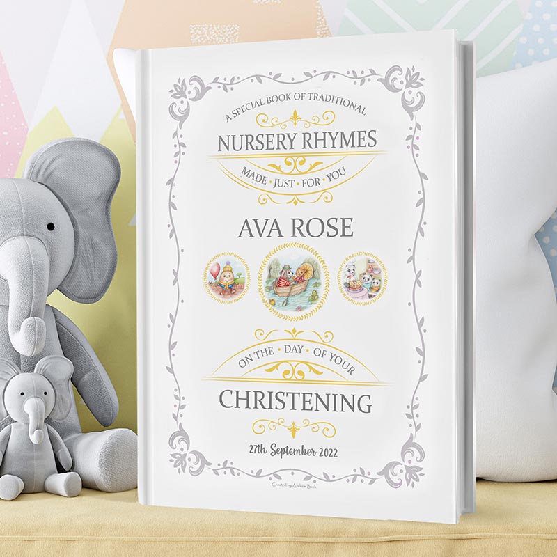 Personalised Christening Gift Book of Nursery Rhymes for baby