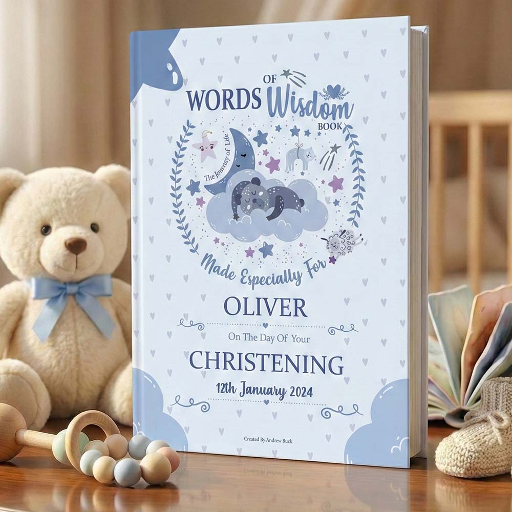 Unique Christening Gift Book of Words of Wisdom Personalised for Baby