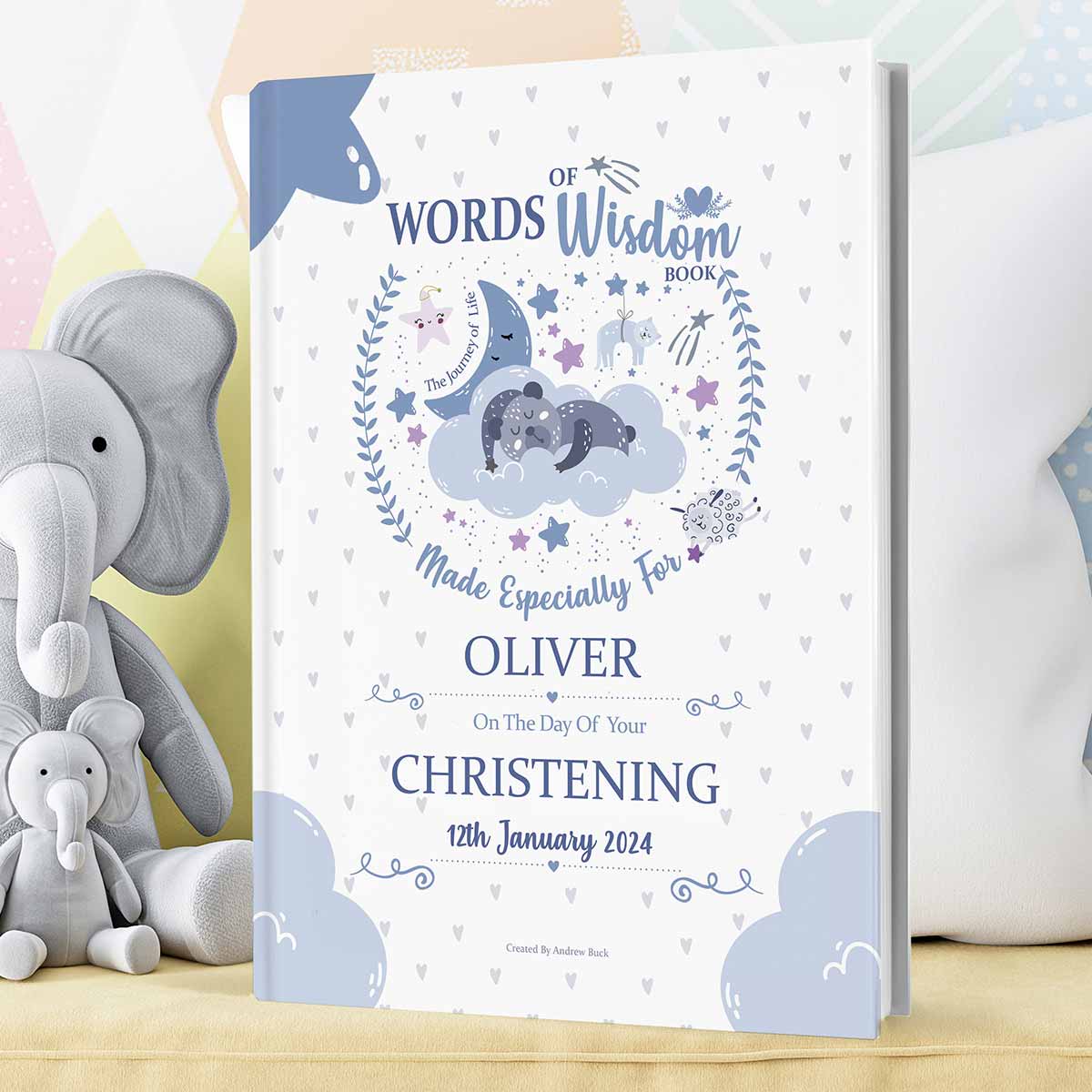 Unique Christening Gift Book of Words of Wisdom Personalised for Baby