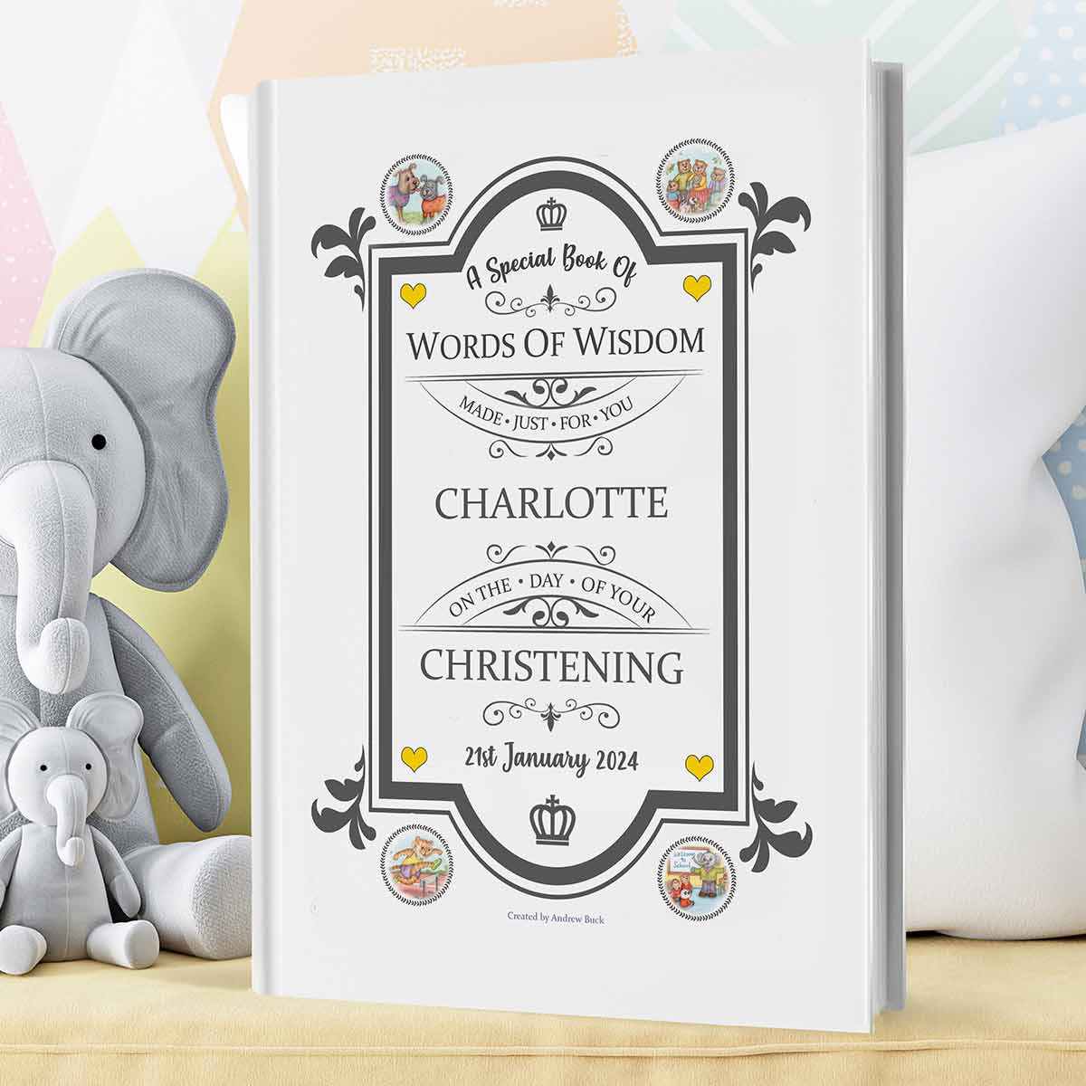 Unique Christening Gift Book of Words of Wisdom Personalised for Baby