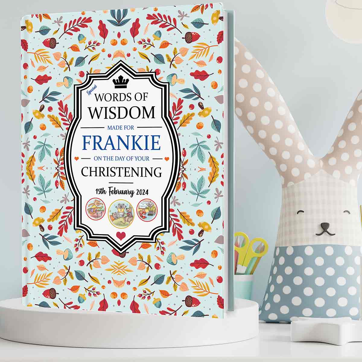 Unique Christening Gift Book of Words of Wisdom Personalised for Baby