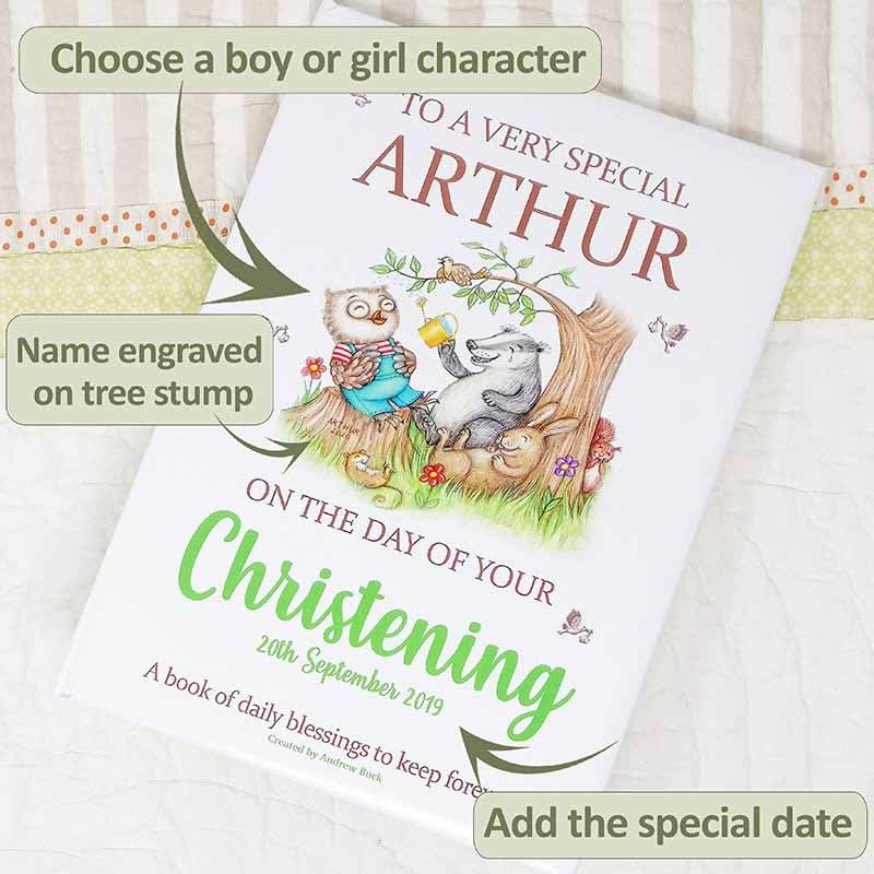 Personalised Christening Gift Book of Blessings for boys