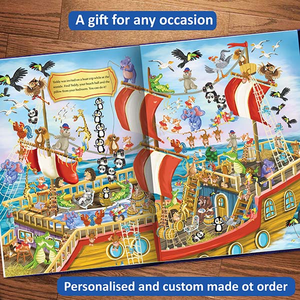 Personalised Search and find book Where is teddy personalised for children