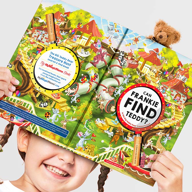 Search and find personalized book where is teddy in the big teddy bear treasure hunt
